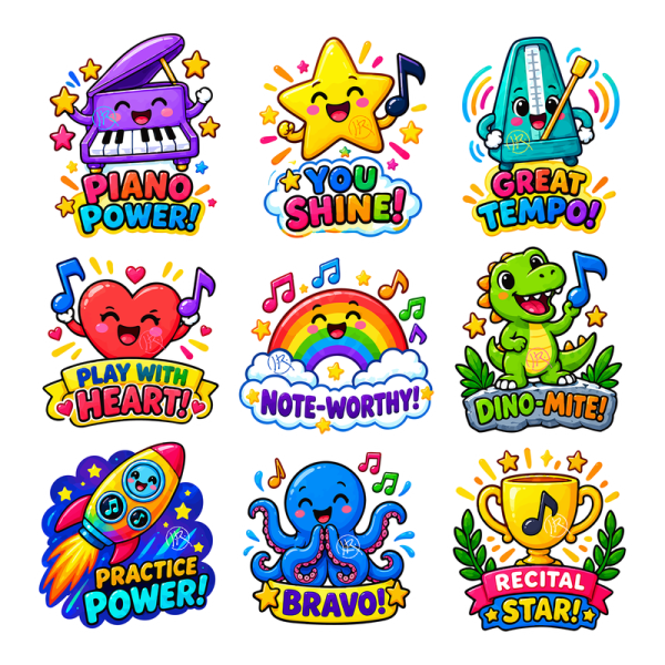 Dino-Unicorn Piano Music Stickers