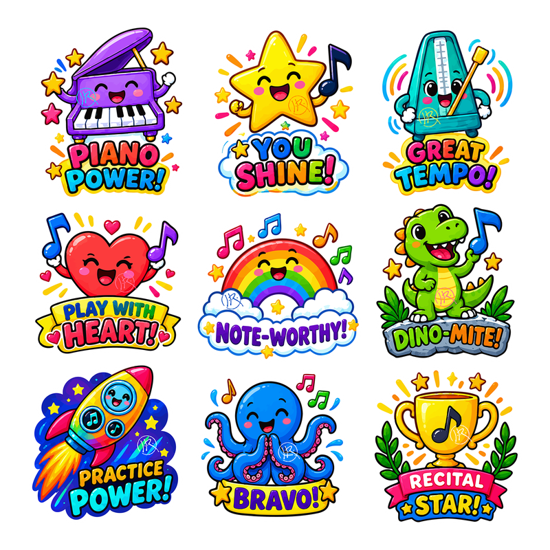 Dino-Unicorn Piano Music Stickers