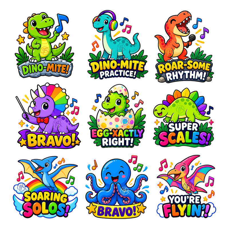 Dino-Unicorn Piano Music Stickers - Image 3
