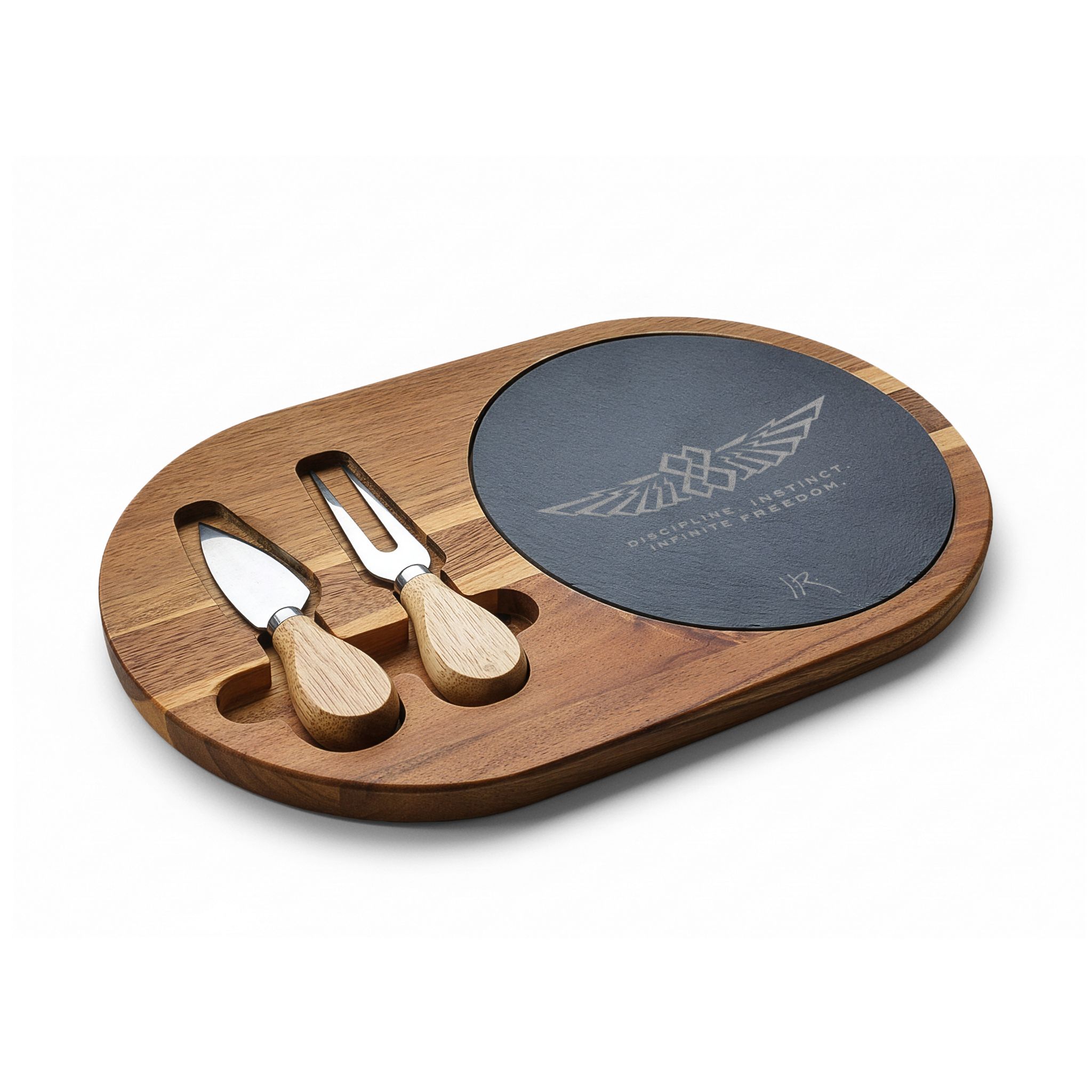 Luxury "INFINITE 88" WINGS—JR Engraved Slate + Acacia Wood Charcuterie Board - Image 2