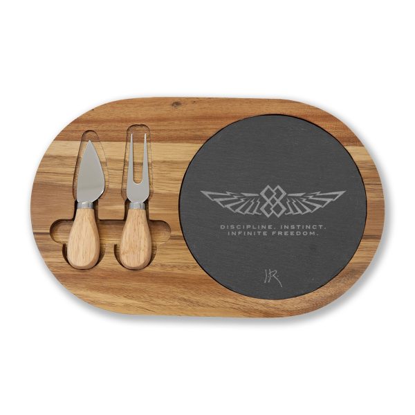 Luxury "INFINITE 88" WINGS—JR Engraved Slate + Acacia Wood Charcuterie Board