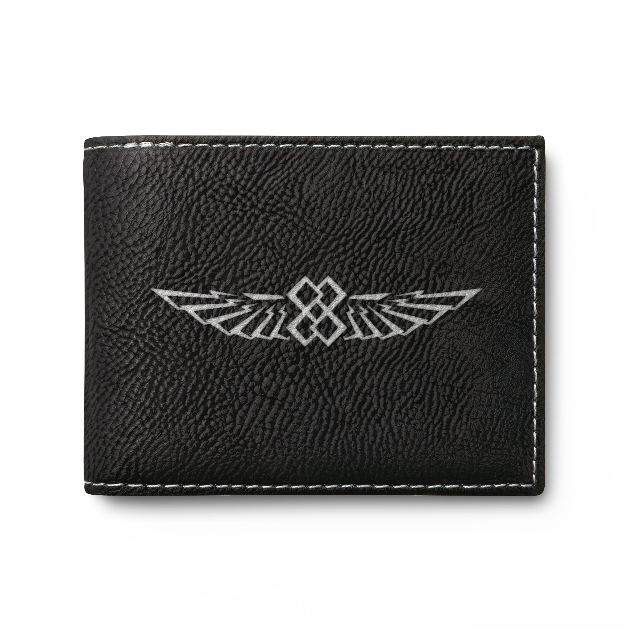 "INFINITE 88" WINGS—JR Signature Gold or Silver Engraved Vegan Leather-style Wallet - Image 5