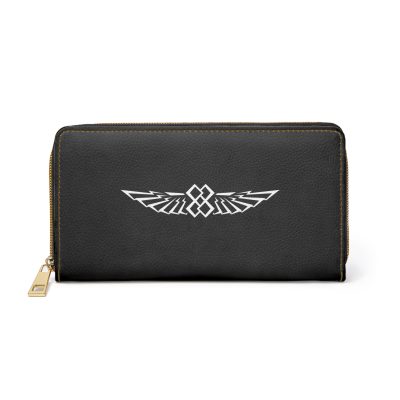 "INFINITE 88" WINGS—PU Leather Black/Gold Zipper Wallet