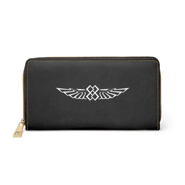 "INFINITE 88" WINGS—PU Leather Black/Gold Zipper Wallet