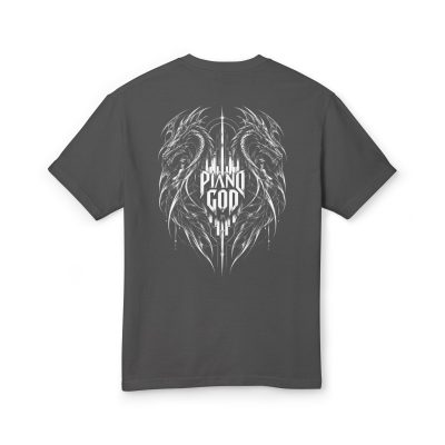 Piano God Dragon-Angel Wings Graphic T-Shirt