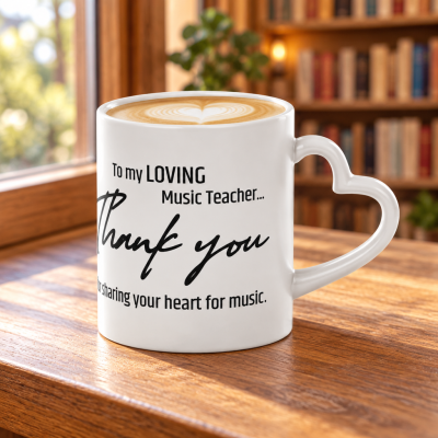 Music Teacher Thank You Mug — "To my AWESOME Music Teacher... Thank you for lighting my life with music."