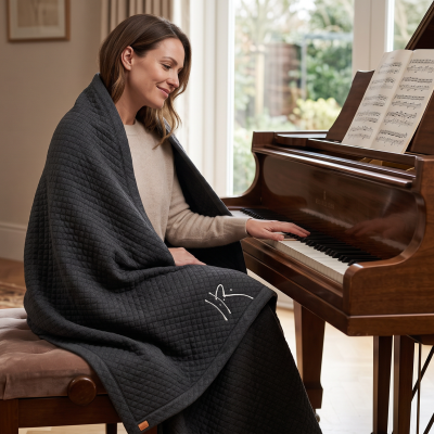 Luxury Diamond Quilted JR Signature Embroidered Piano Blanket