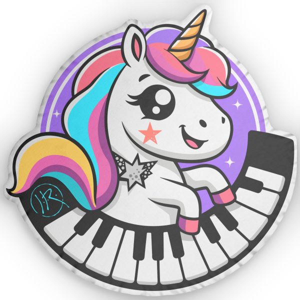 Unicorn Piano Custom Shaped Pillow — Cute Rainbow Music Plush Decor