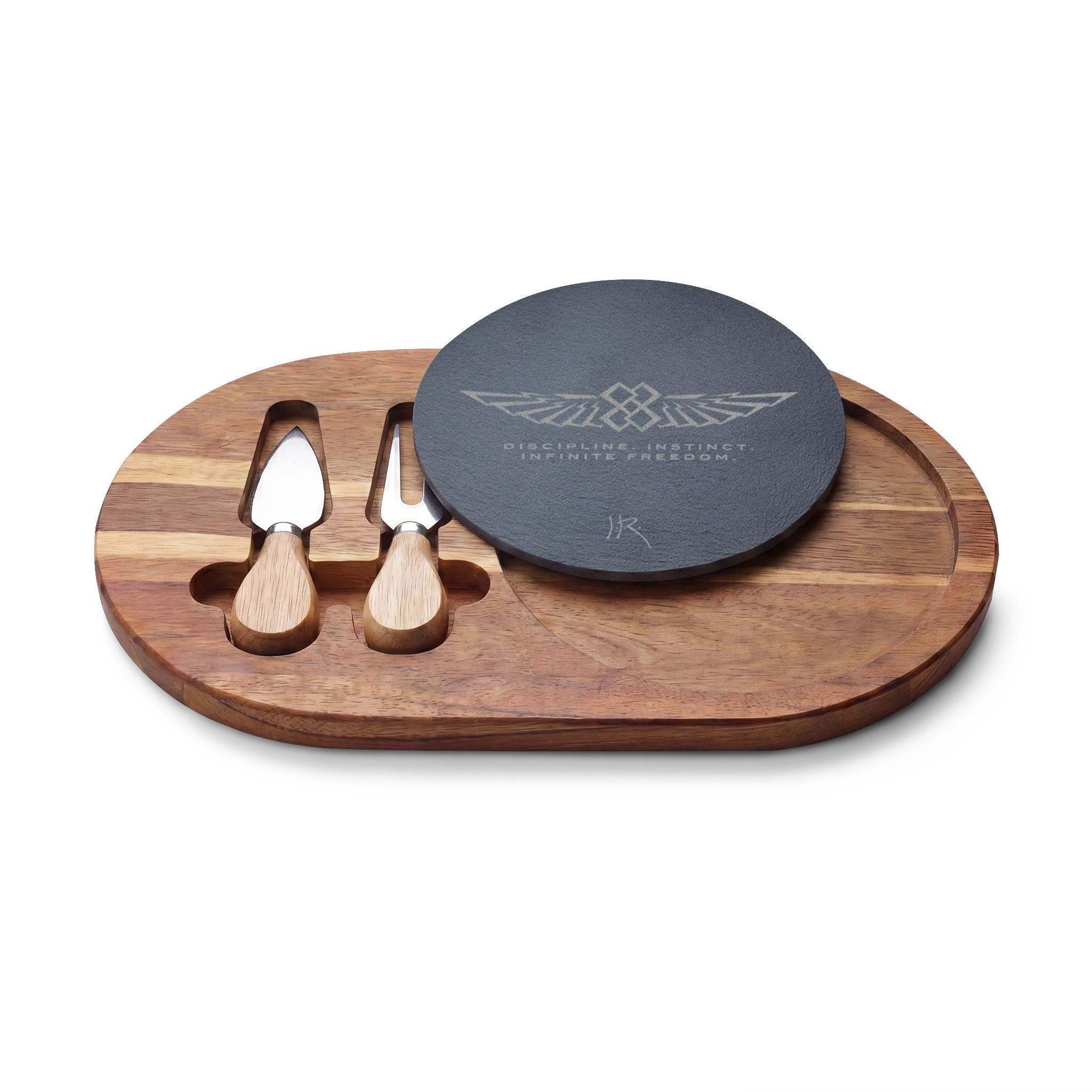 Luxury "INFINITE 88" WINGS—JR Engraved Slate + Acacia Wood Charcuterie Board - Image 3