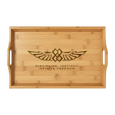 "INFINITE 88" WINGS—JR Engraved Bamboo Serving Tray—"Discipline • Instinct • Infinite Freedom"