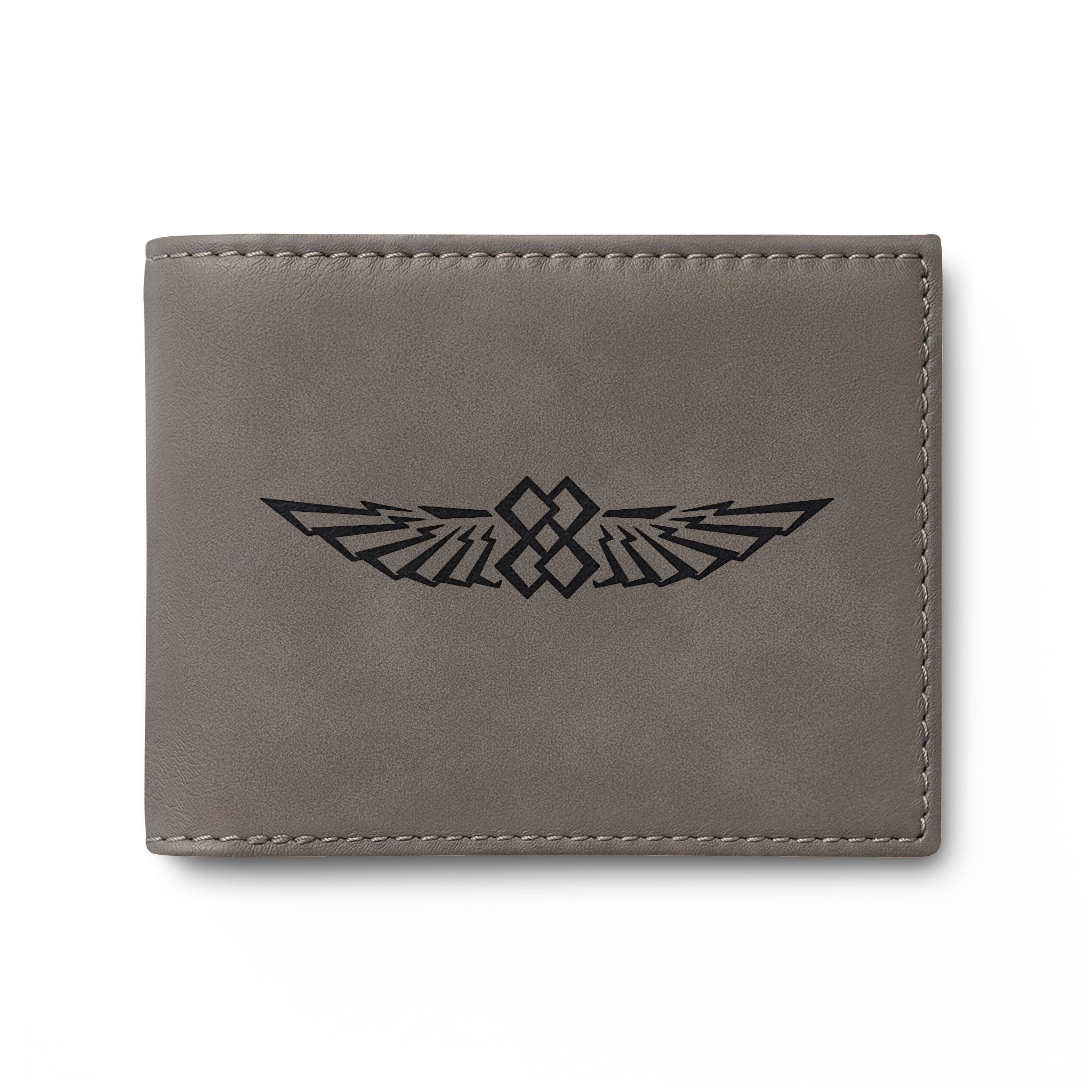 "INFINITE 88" WINGS—JR Signature Gold or Silver Engraved Vegan Leather-style Wallet - Image 3