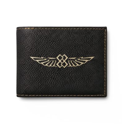 "INFINITE 88" WINGS—JR Signature Gold or Silver Engraved Vegan Leather-style Wallet