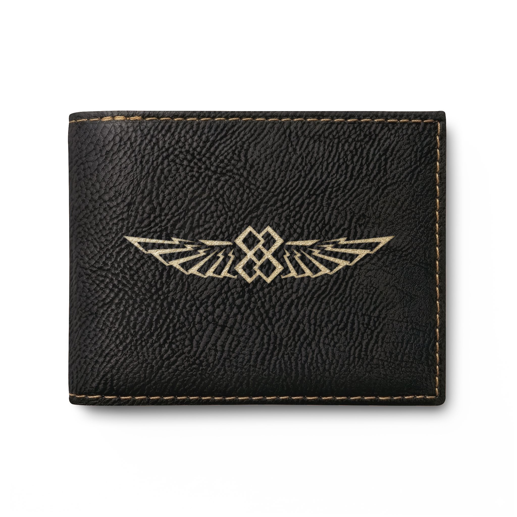 "INFINITE 88" WINGS—JR Signature Gold or Silver Engraved Vegan Leather-style Wallet
